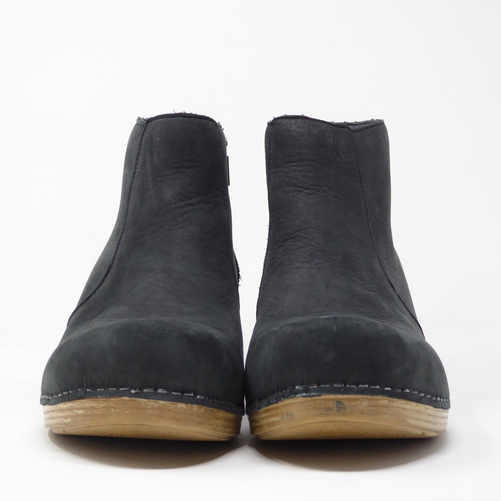 Dansko Womens Maria Ankle Boots Black Nubuck Side Zip Clog Heel 40 / 9.5-10 - Picture 2 of 9